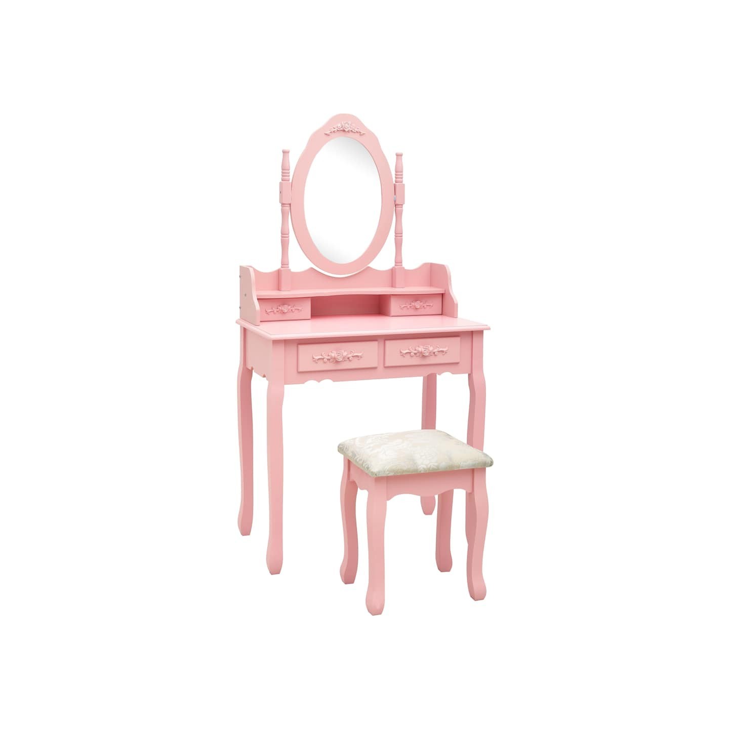 Ensemble de coiffeuse avec tabouret Rose 75x69x140 cm Paulownia