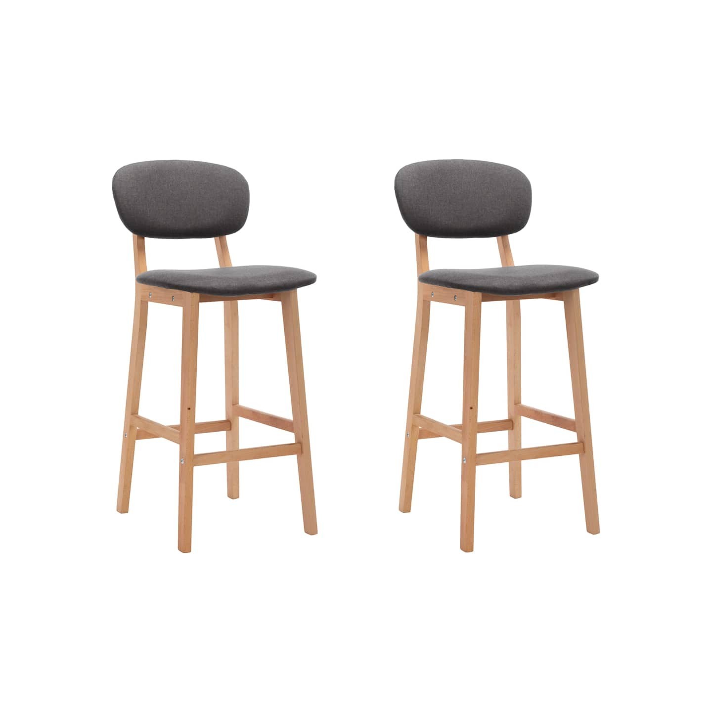Tabourets de bar lot de 2 gris foncé tissu