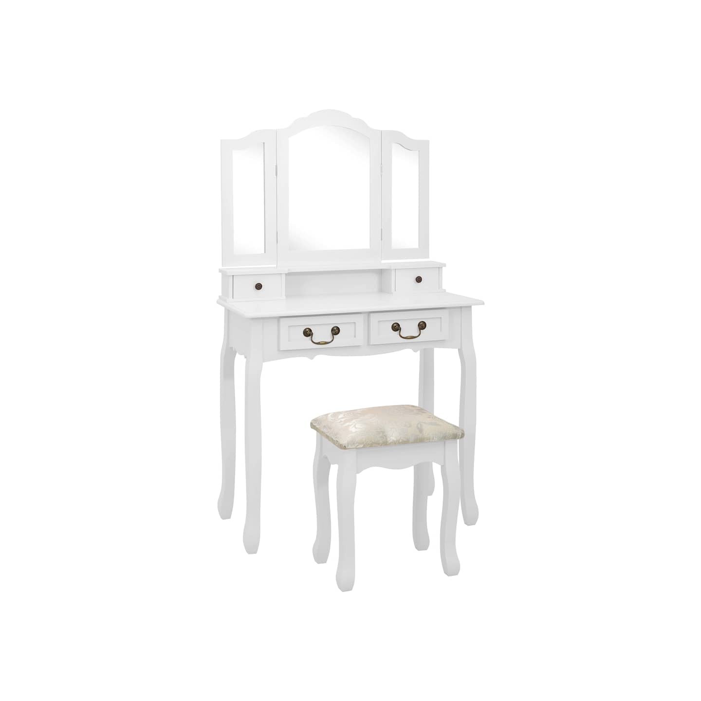 Ensemble de coiffeuse avec tabouret Blanc 80x69x141cm Paulownia