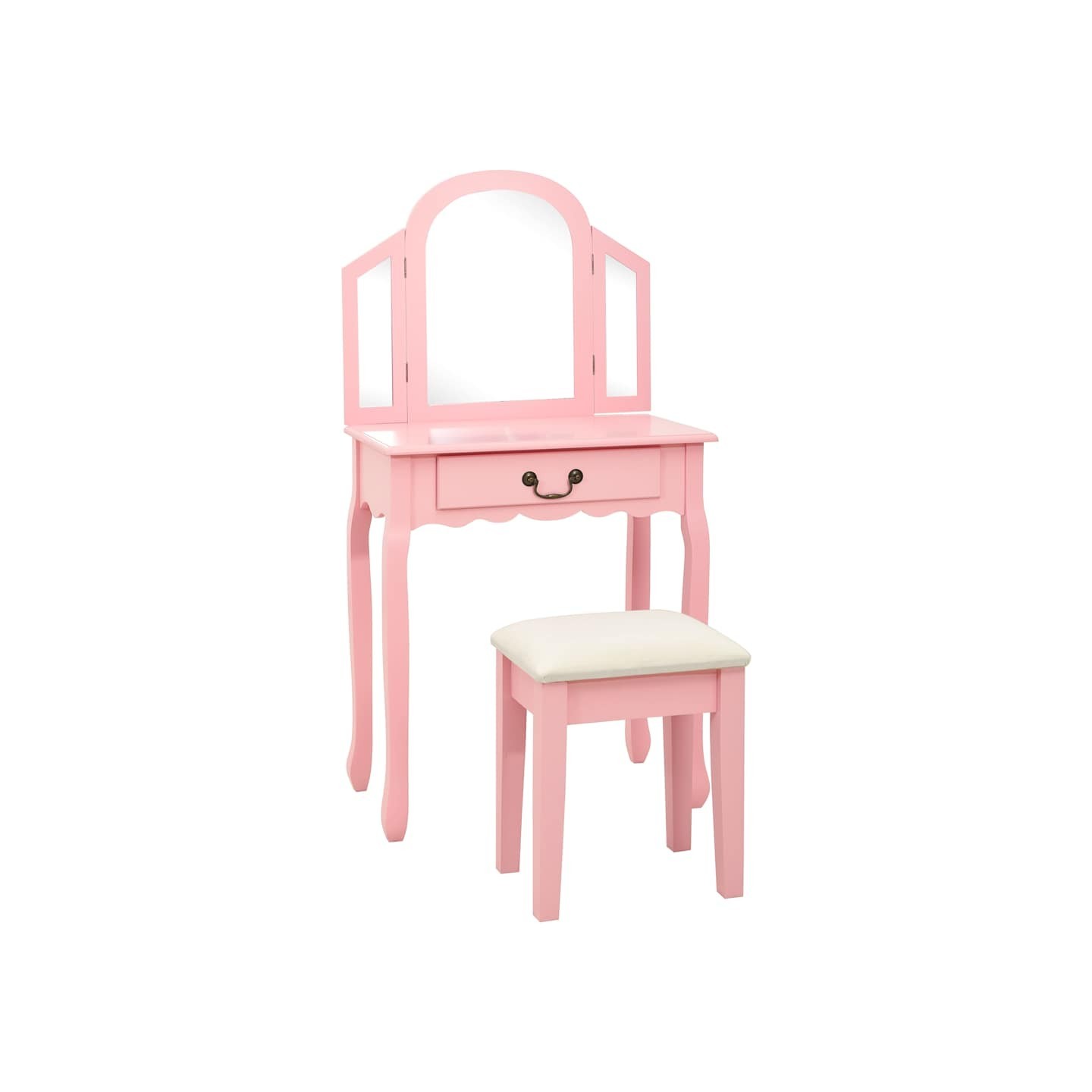 Coiffeuse et tabouret Rose 65x36x128 cm Bois de paulownia MDF