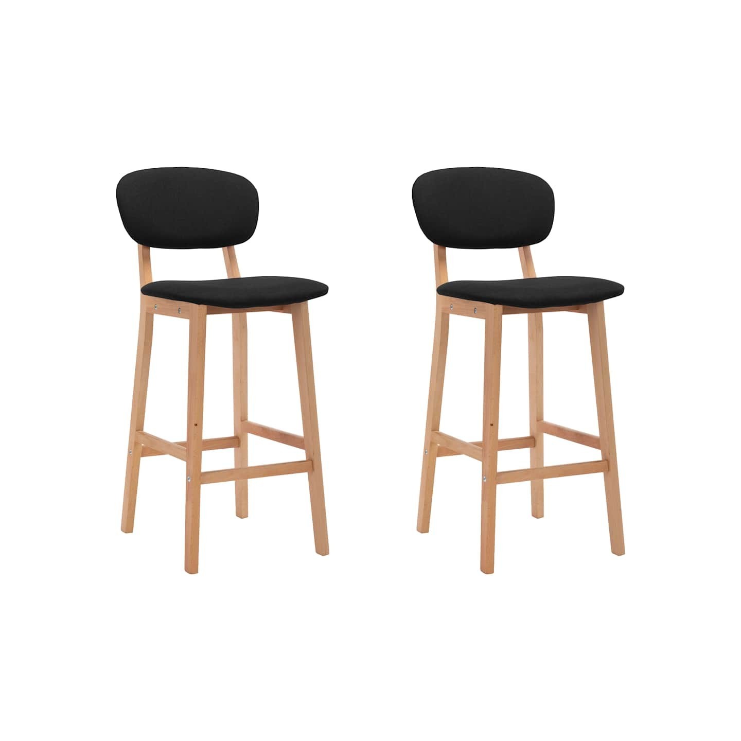 Tabourets de bar lot de 2 noir tissu