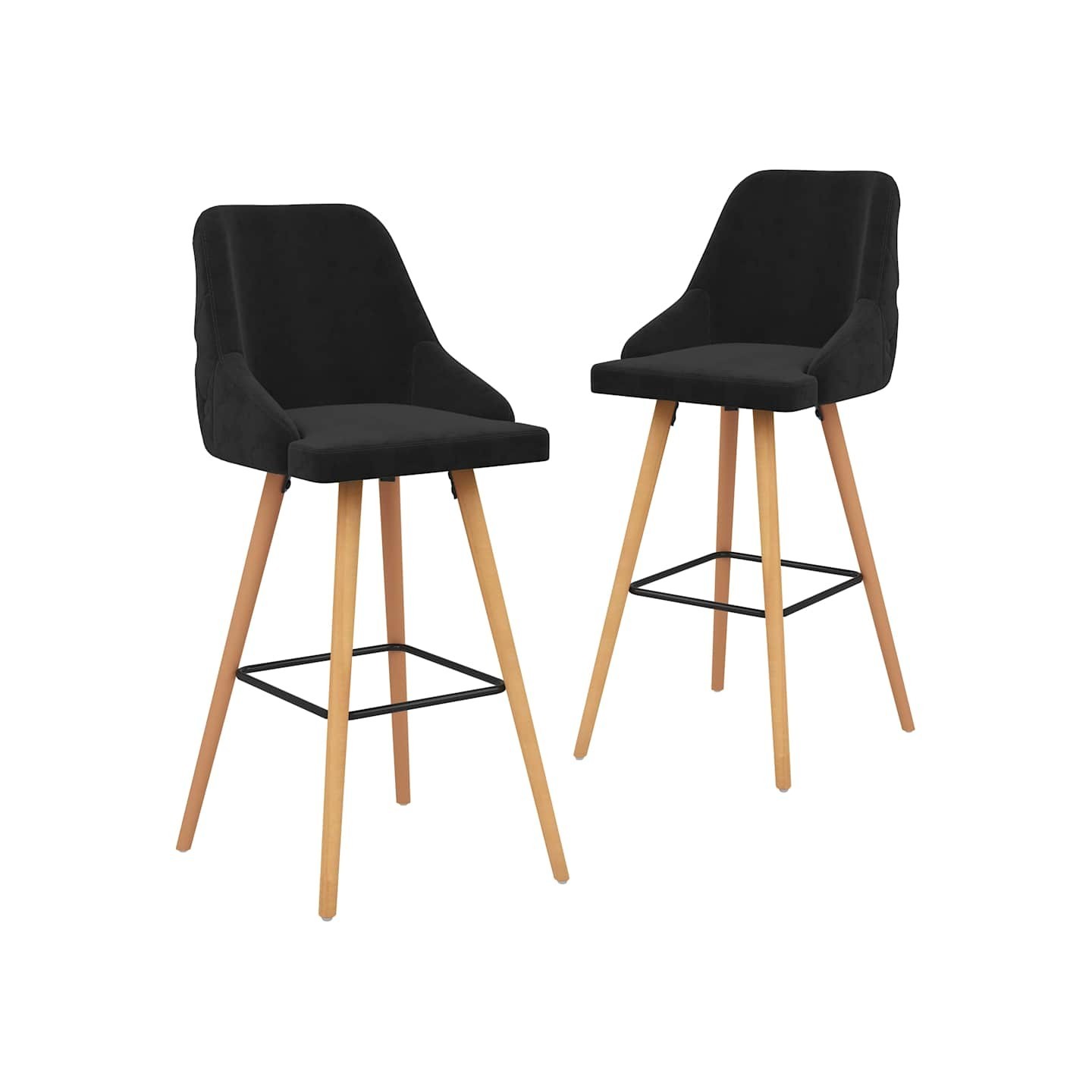 Tabourets de bar lot de 2 noir velours