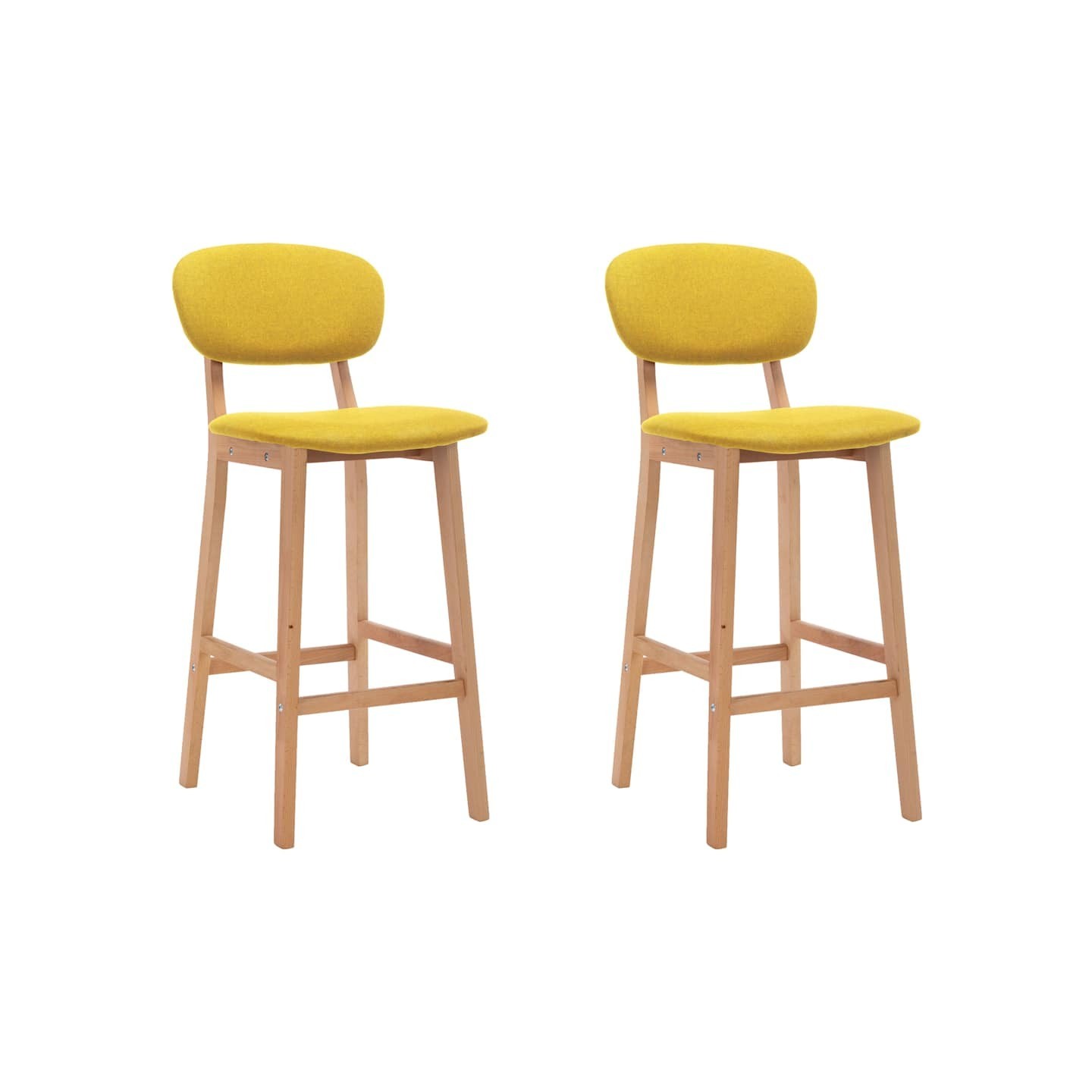 Tabourets de bar lot de 2 jaune moutarde tissu