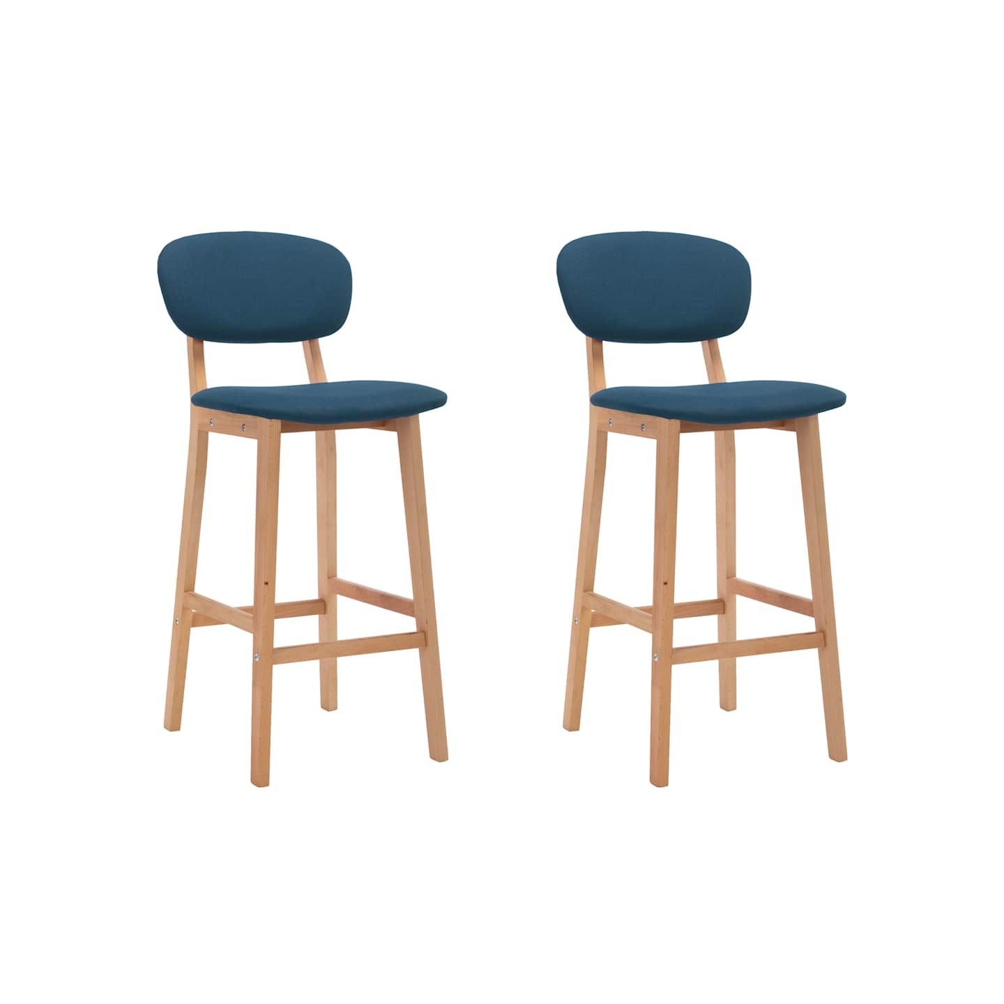 Tabourets de bar lot de 2 bleu tissu