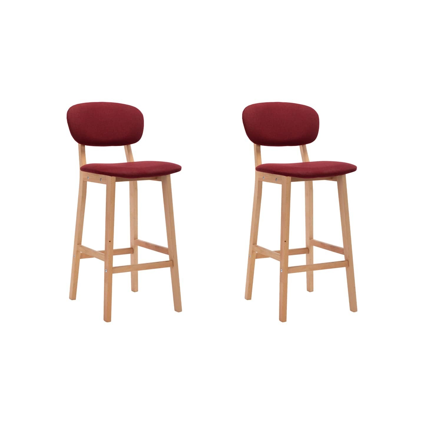 Tabourets de bar lot de 2 rouge bordeaux tissu