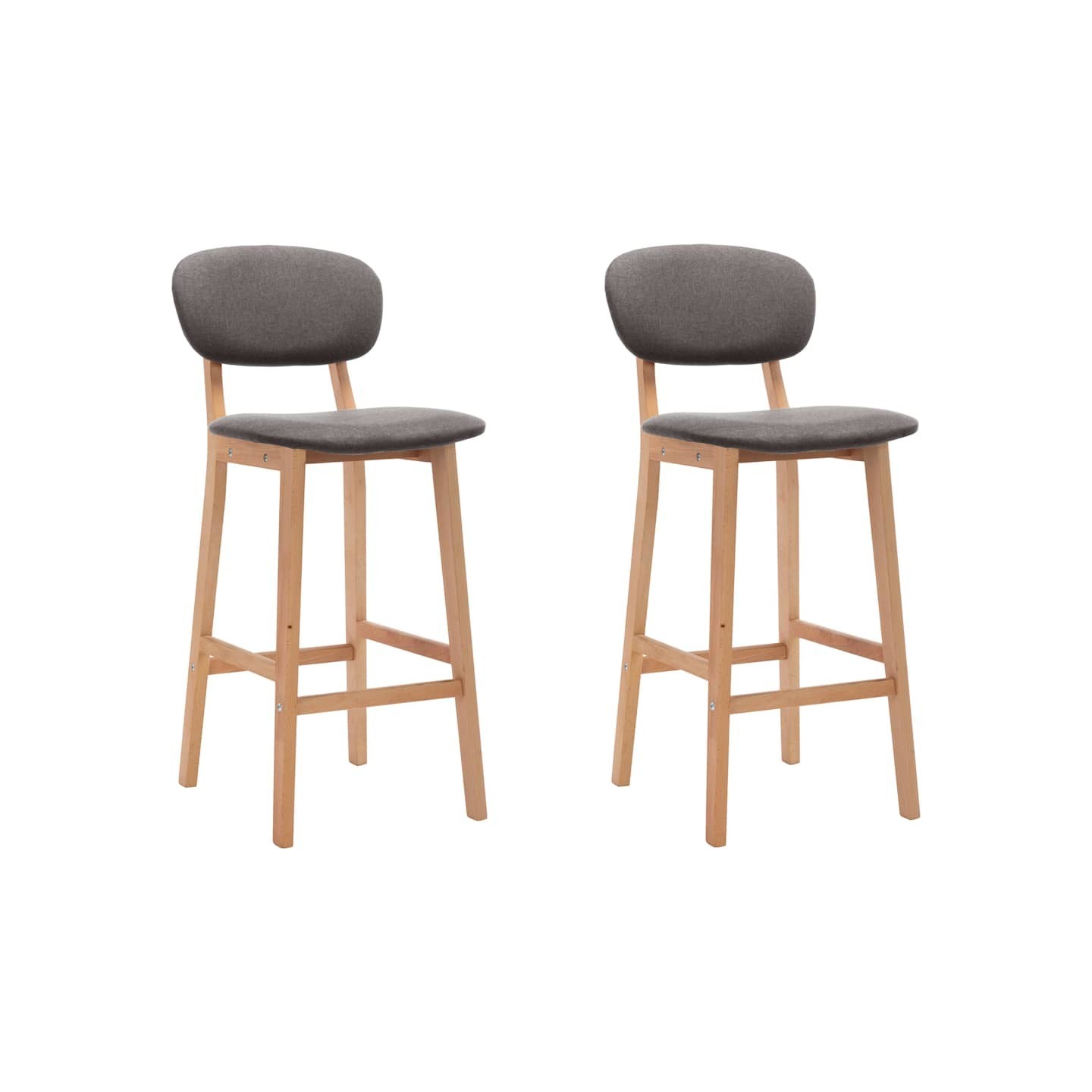 Tabourets de bar lot de 2 gris clair tissu