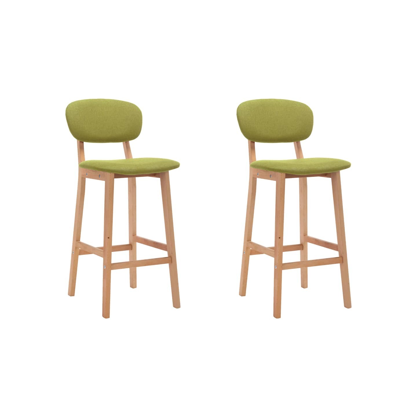 Tabourets de bar lot de 2 vert tissu