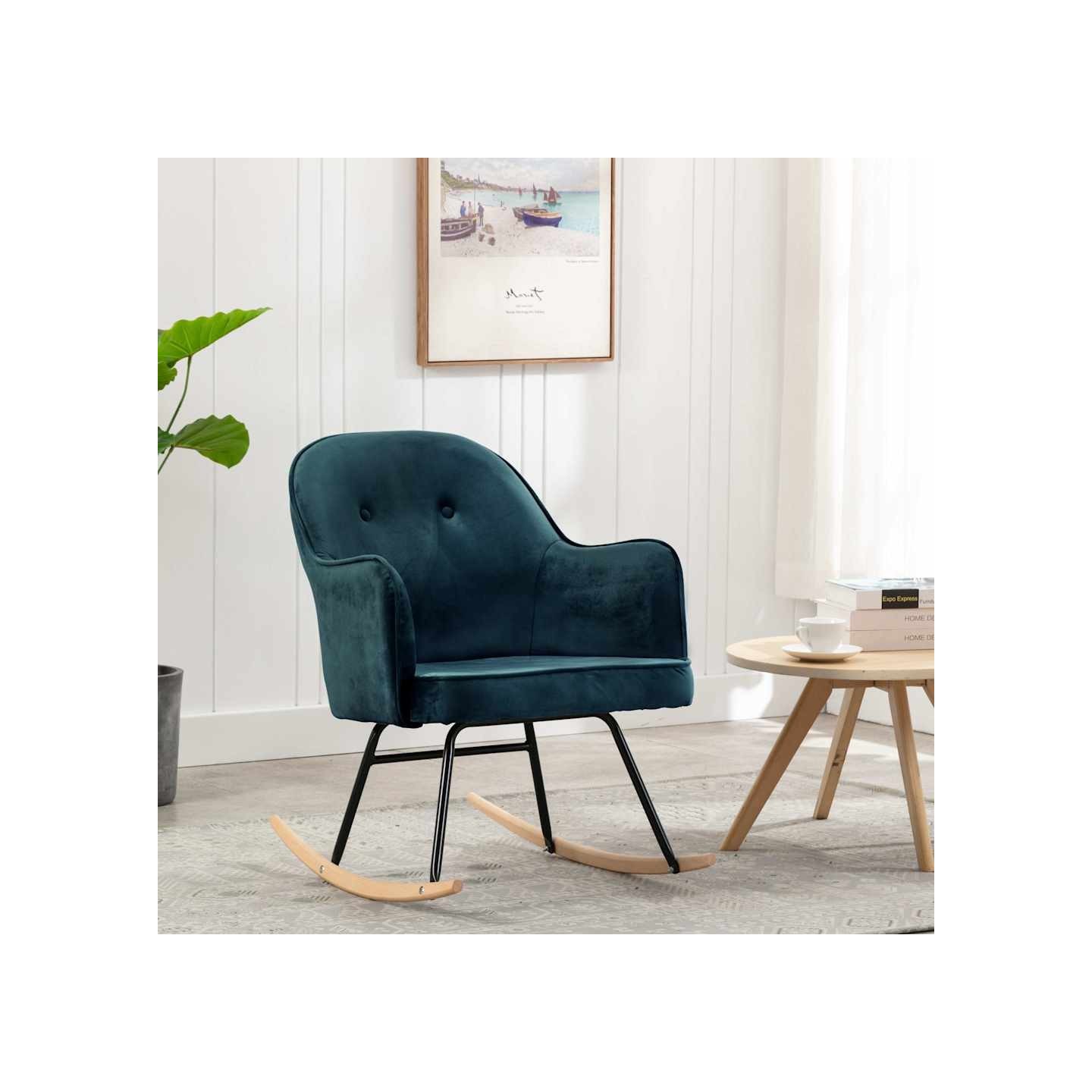 Chaise à bascule Bleu Velours