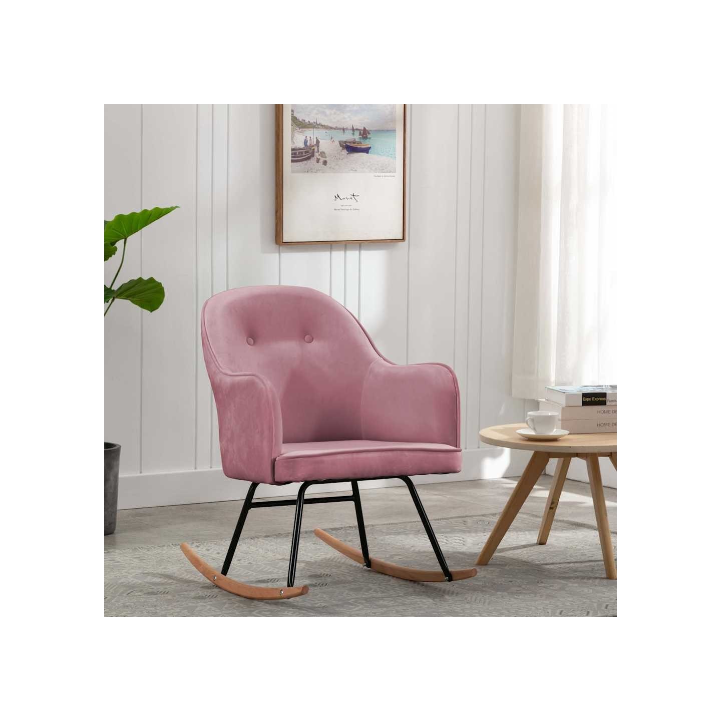 Chaise à bascule Rose Velours