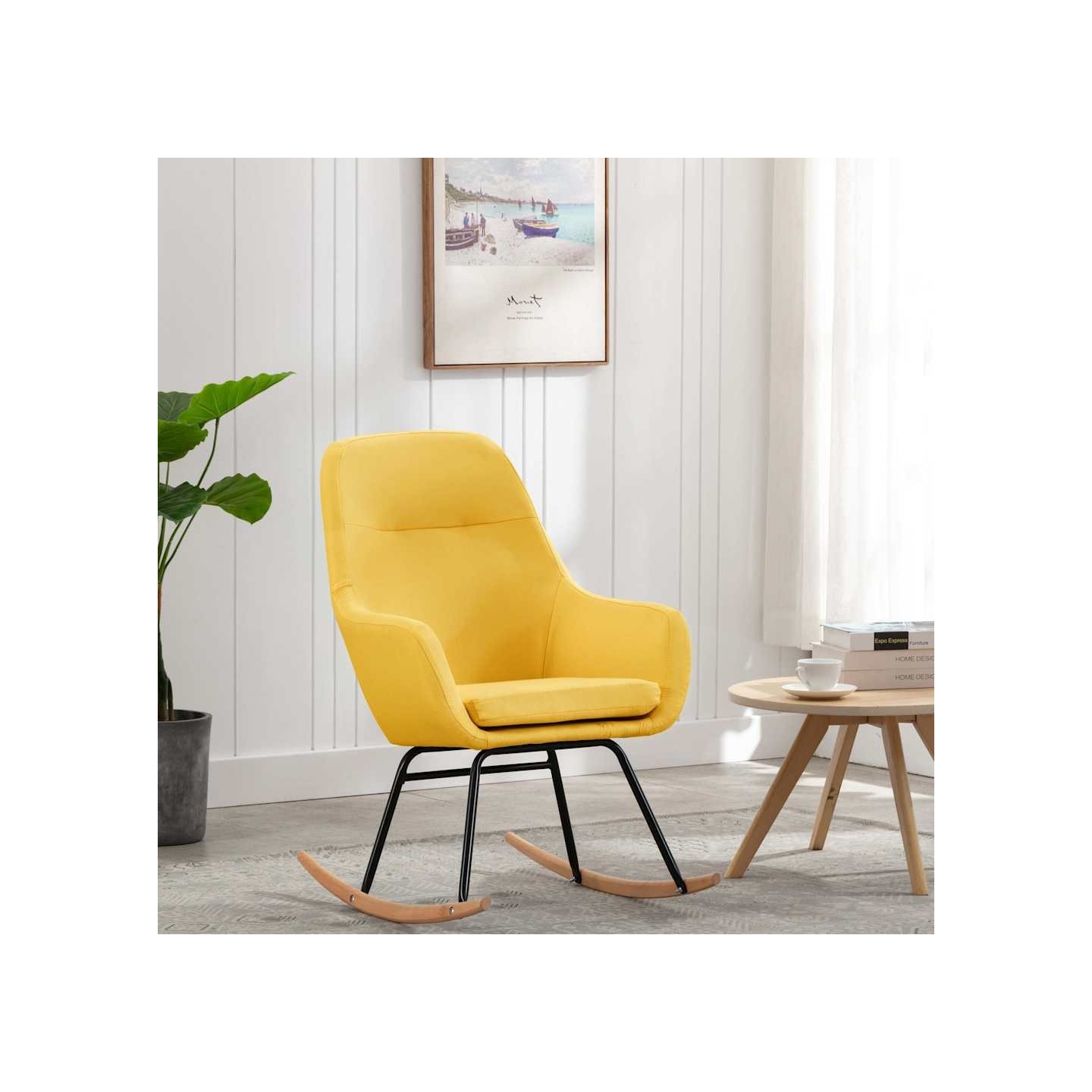 Chaise à bascule Jaune moutarde Tissu