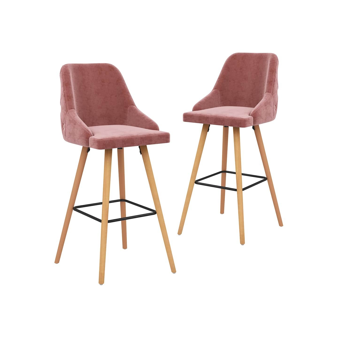 Tabourets de bar lot de 2 rose velours