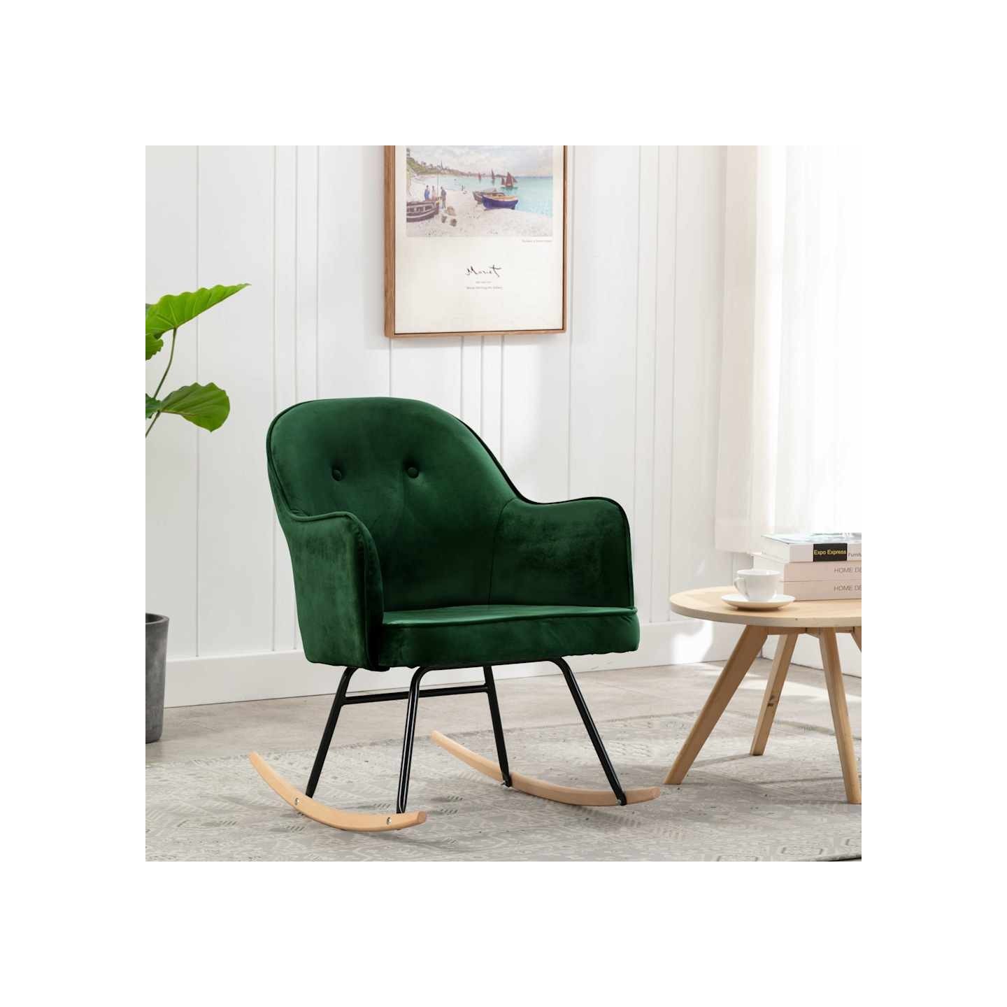 Chaise à bascule Vert foncé Velours