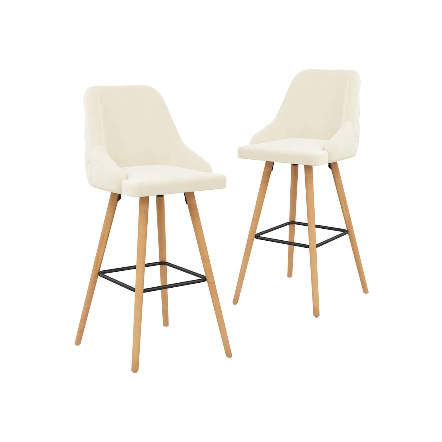Chaises de bar lot de 2 crème velours
