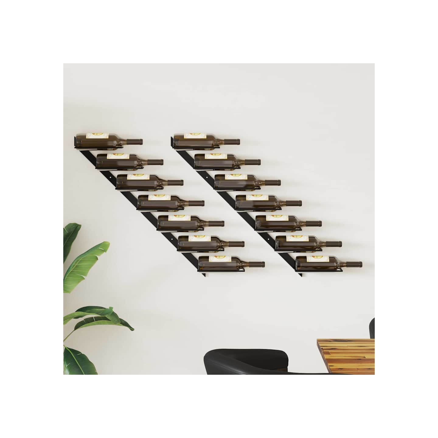 Casiers à bouteilles muraux pour 14 bouteilles 2 pcs Noir Métal