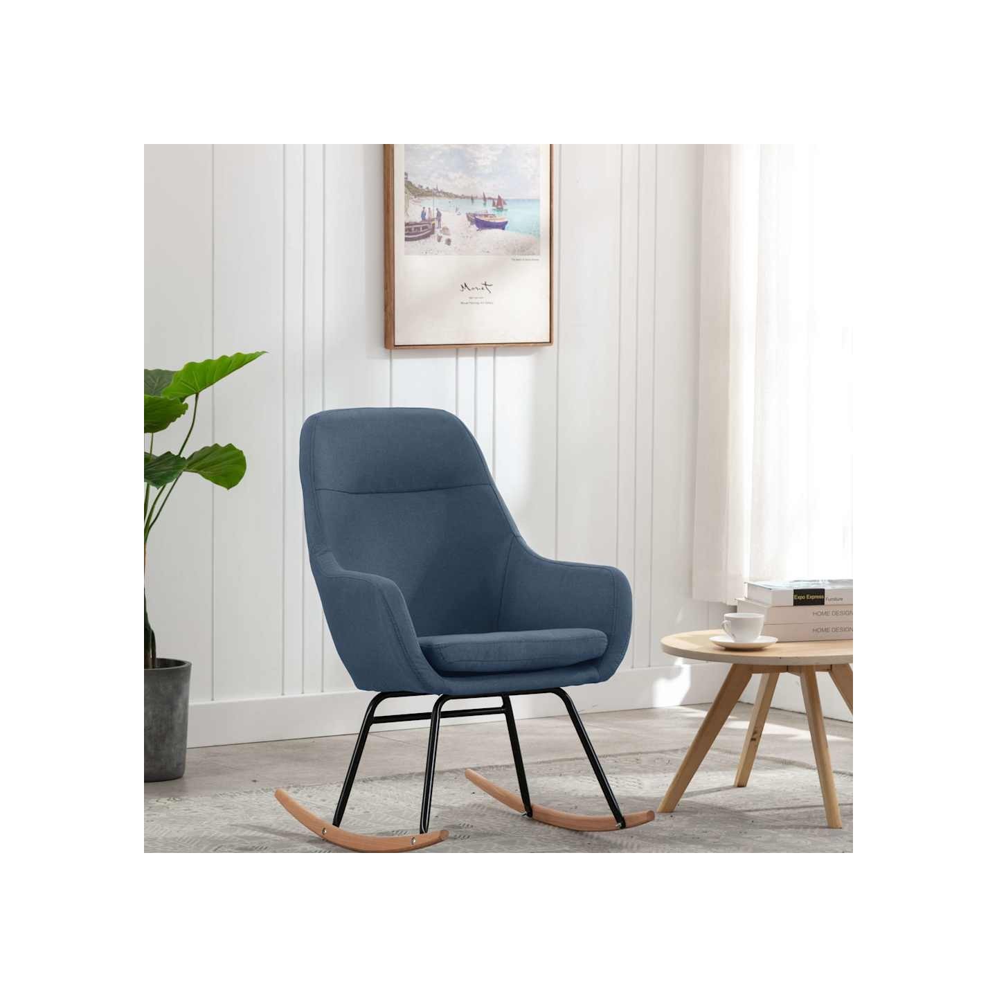 Chaise à bascule Bleu Tissu