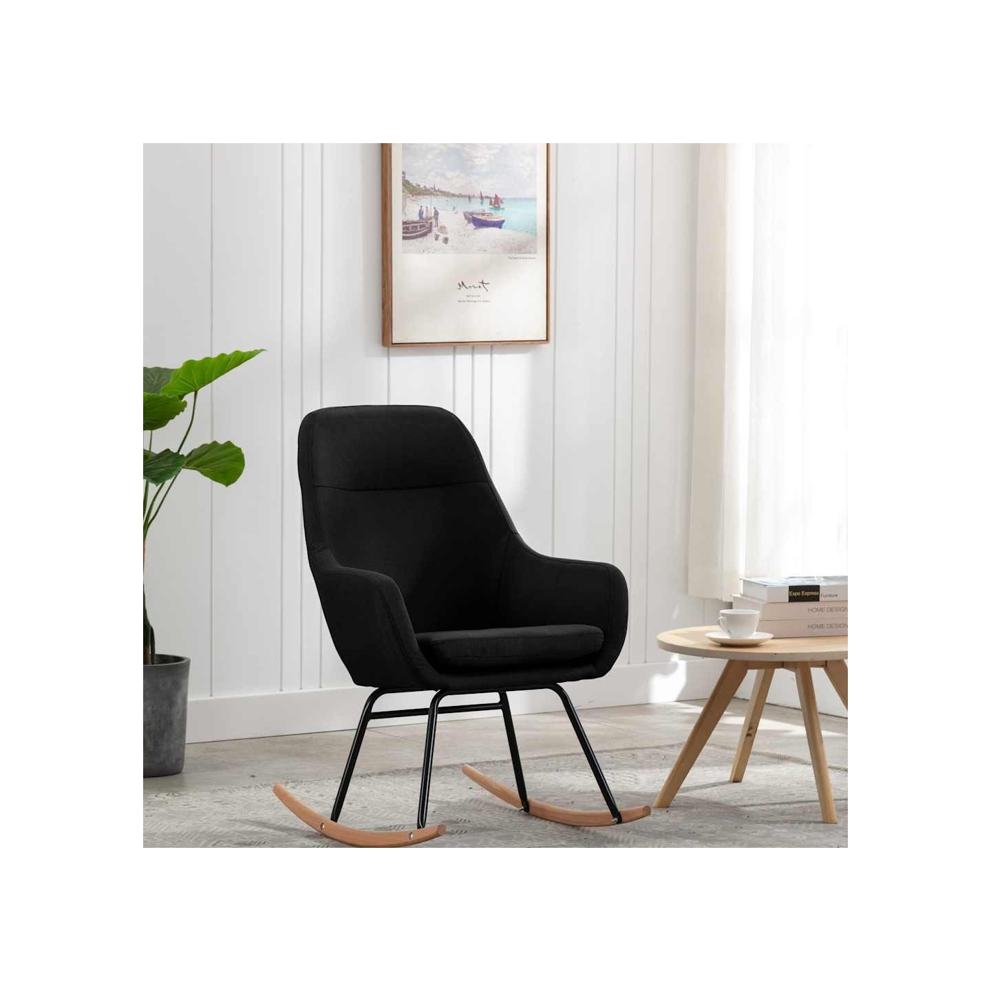 Chaise à bascule Noir Tissu