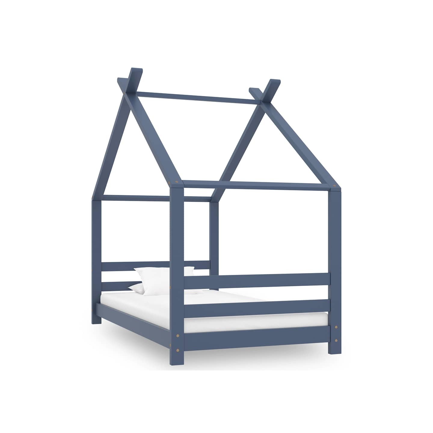 Cadre de lit d'enfant Gris Bois de pin massif 80x160 cm