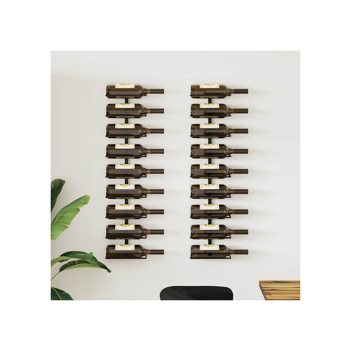 Casiers à bouteilles muraux pour 18 bouteilles 2 pcs Noir Fer