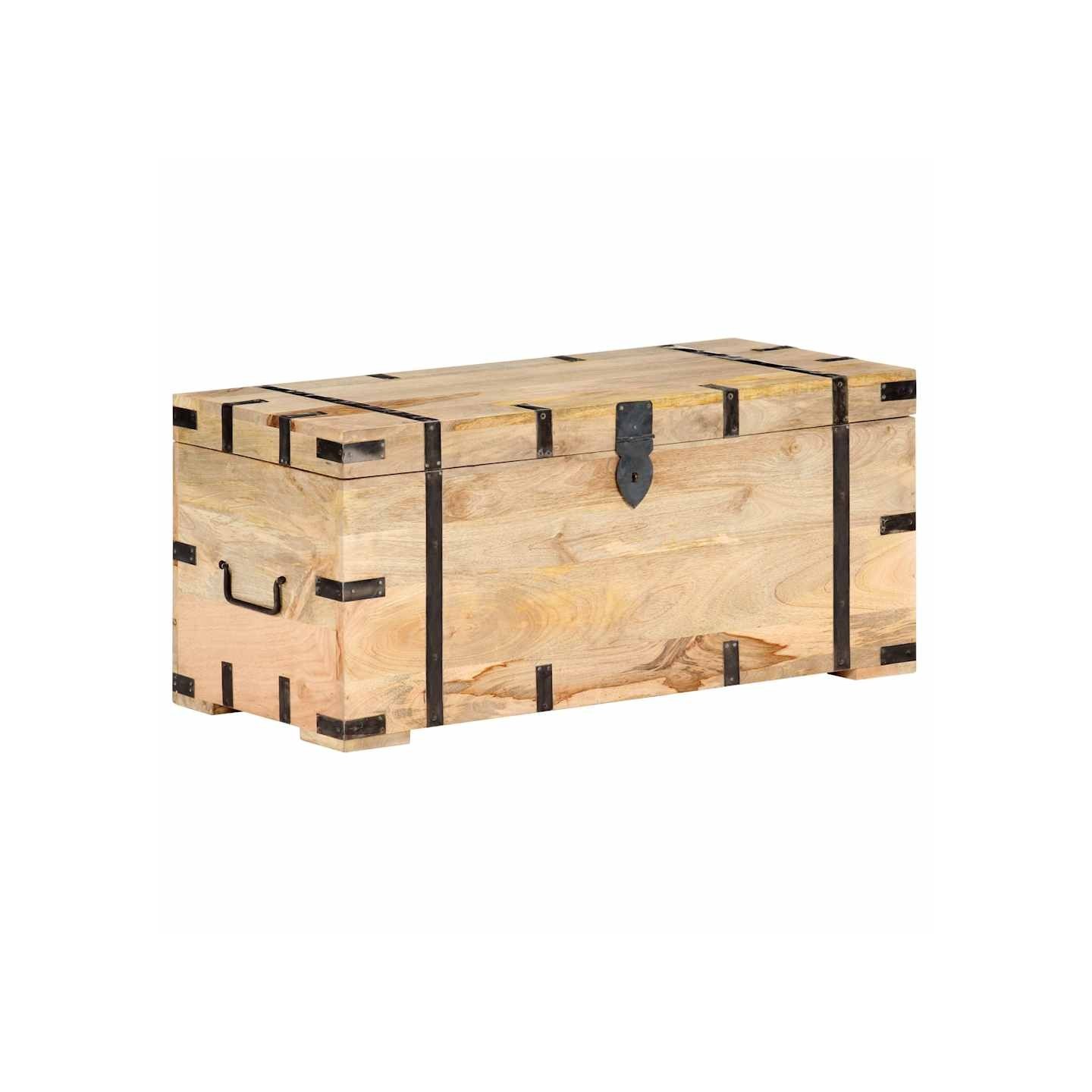 Coffre 90x40x40 cm Bois solide de manguier
