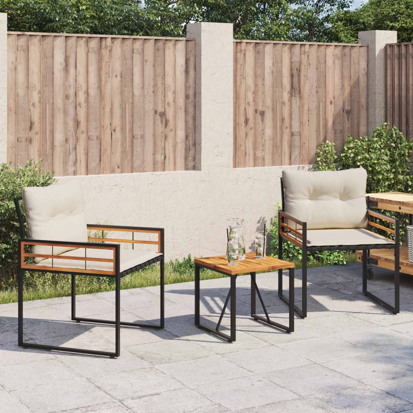 Ensemble de meubles d'extérieur 3 pc Crème