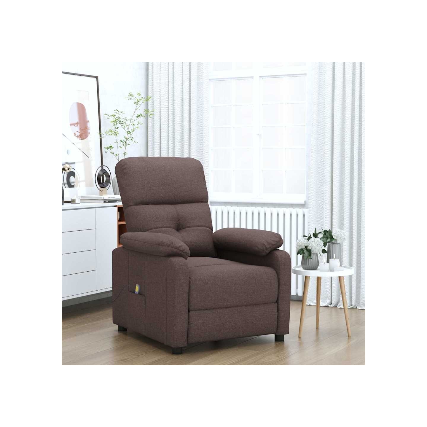 Fauteuil de massage Marron foncé Tissu