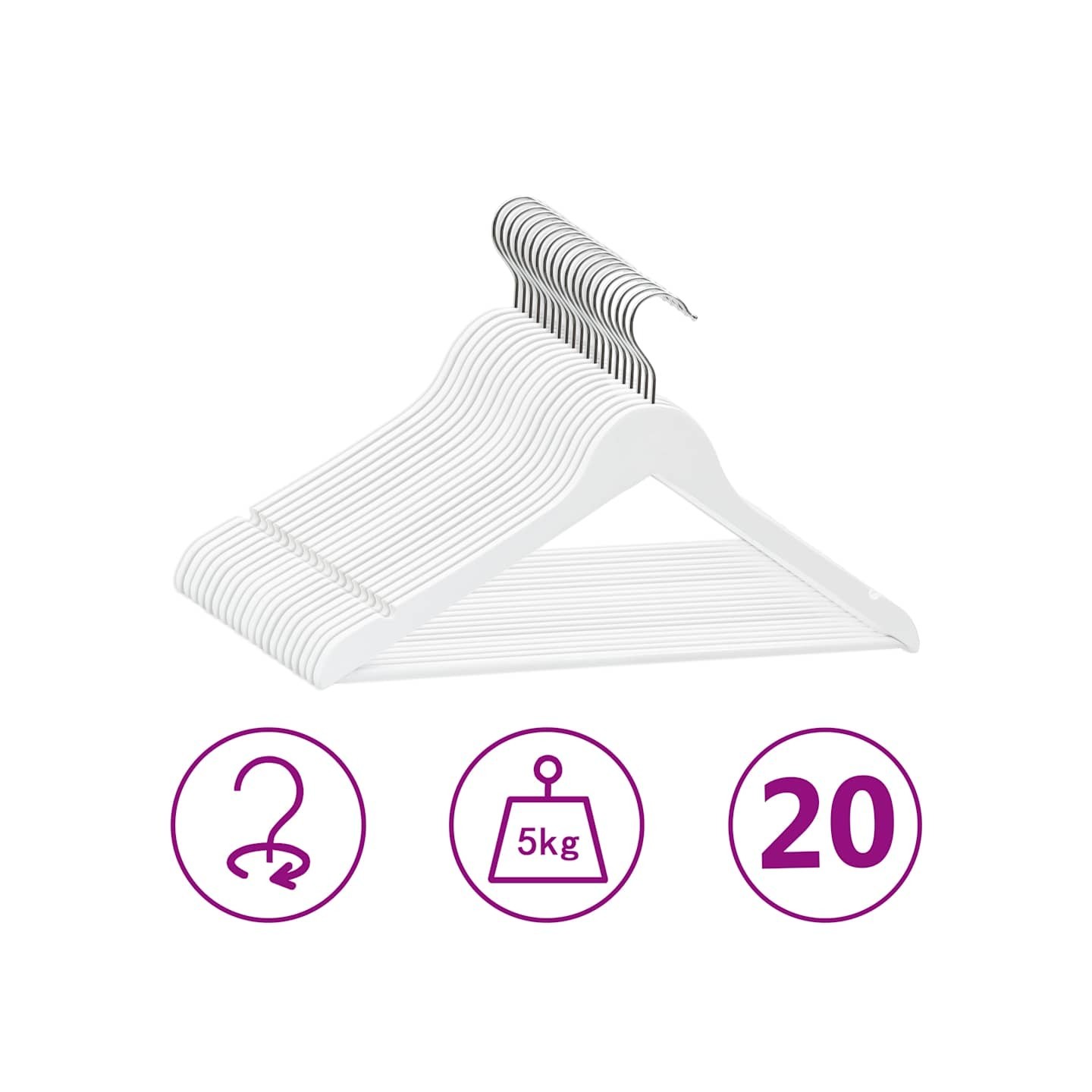 Cintres antidérapants 20 pcs Blanc Bois dur