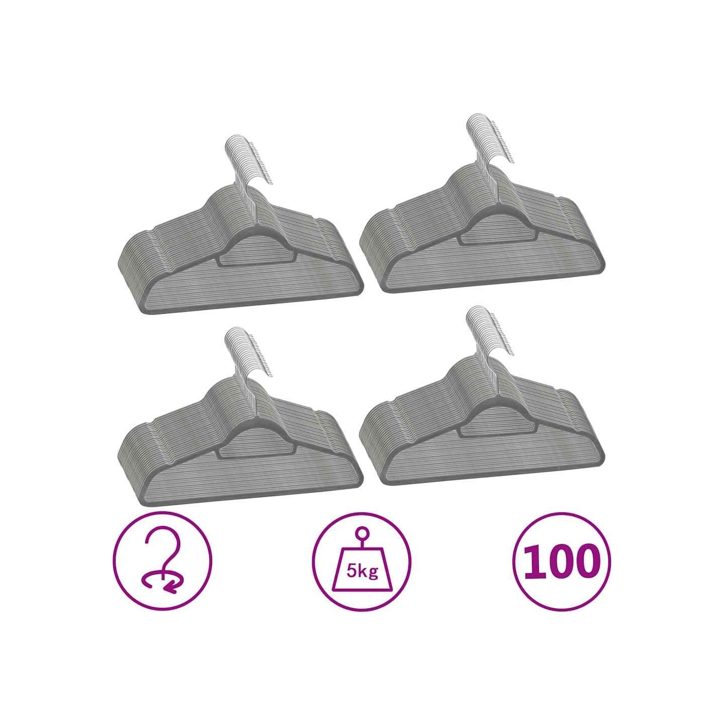 Cintres antidérapants 100 pcs Gris Velours