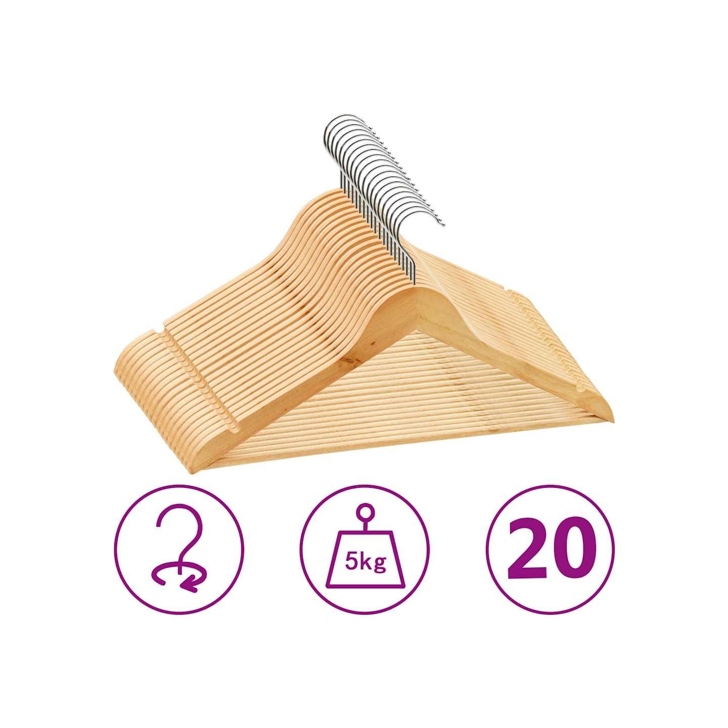 Cintres antidérapants 20 pcs Bois dur