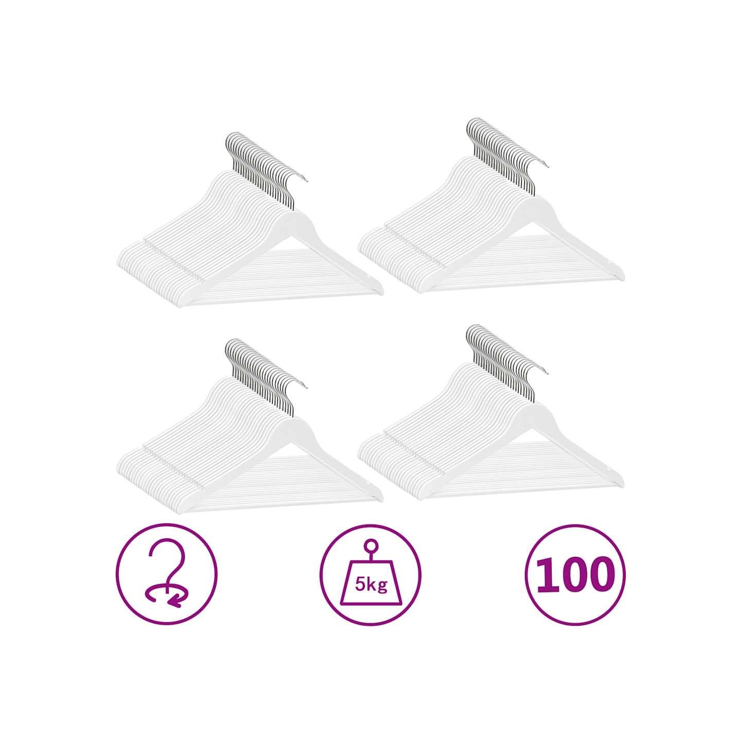 Cintres antidérapants 100 pcs Blanc Bois dur