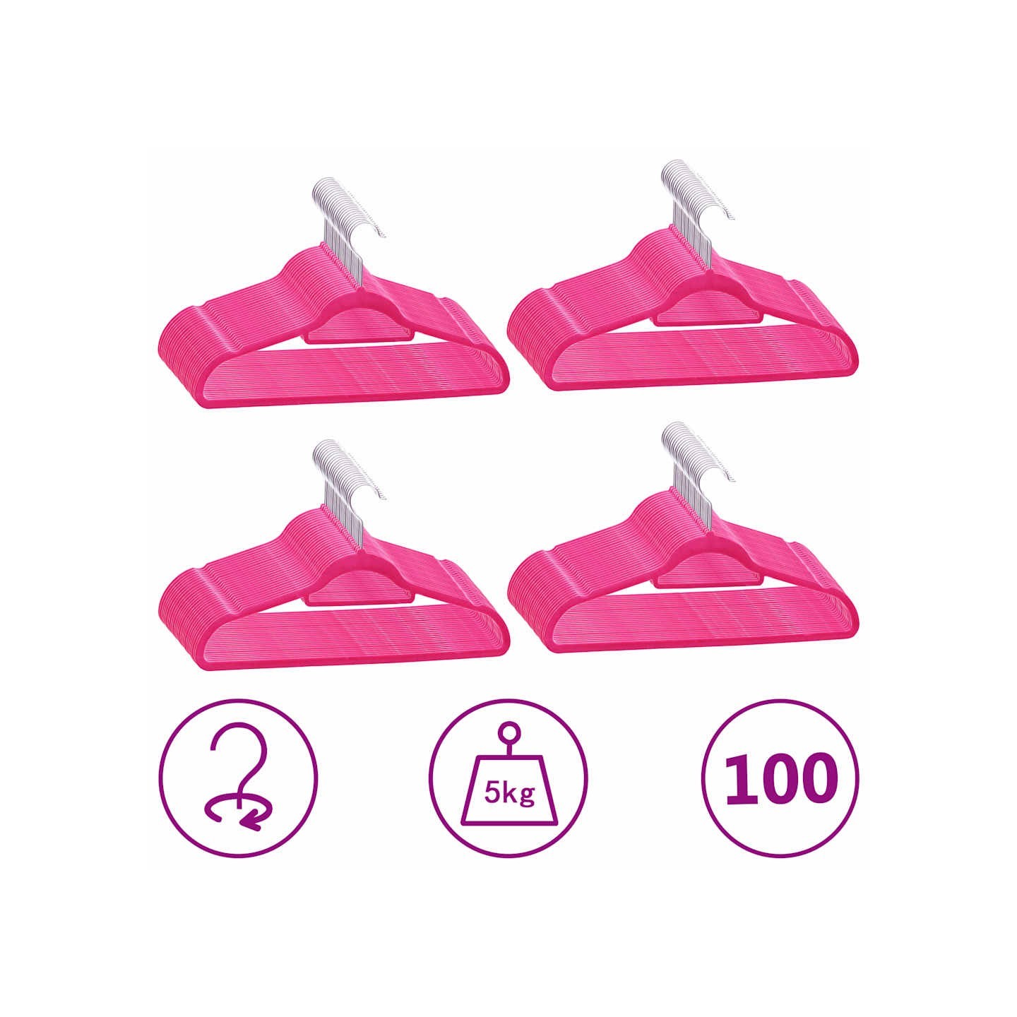 Cintres antidérapants 100 pcs Rose Velours