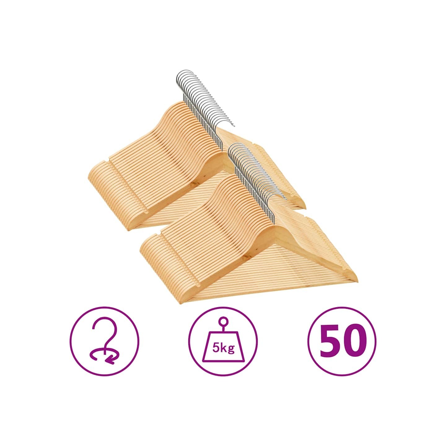Cintres antidérapants 50 pcs Bois dur