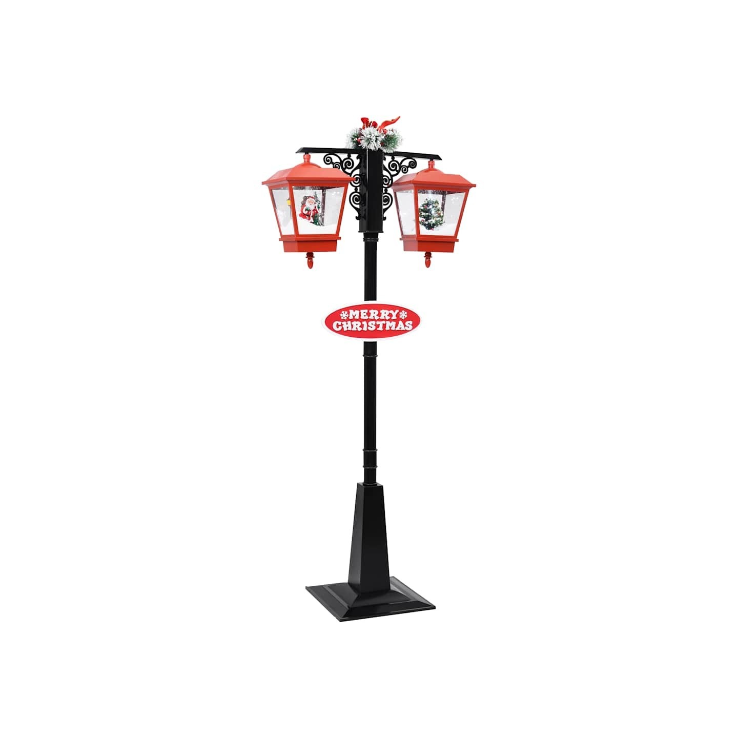 Lampadaire de Noël avec Père Noël Noir et rouge 81x40x188cm PVC