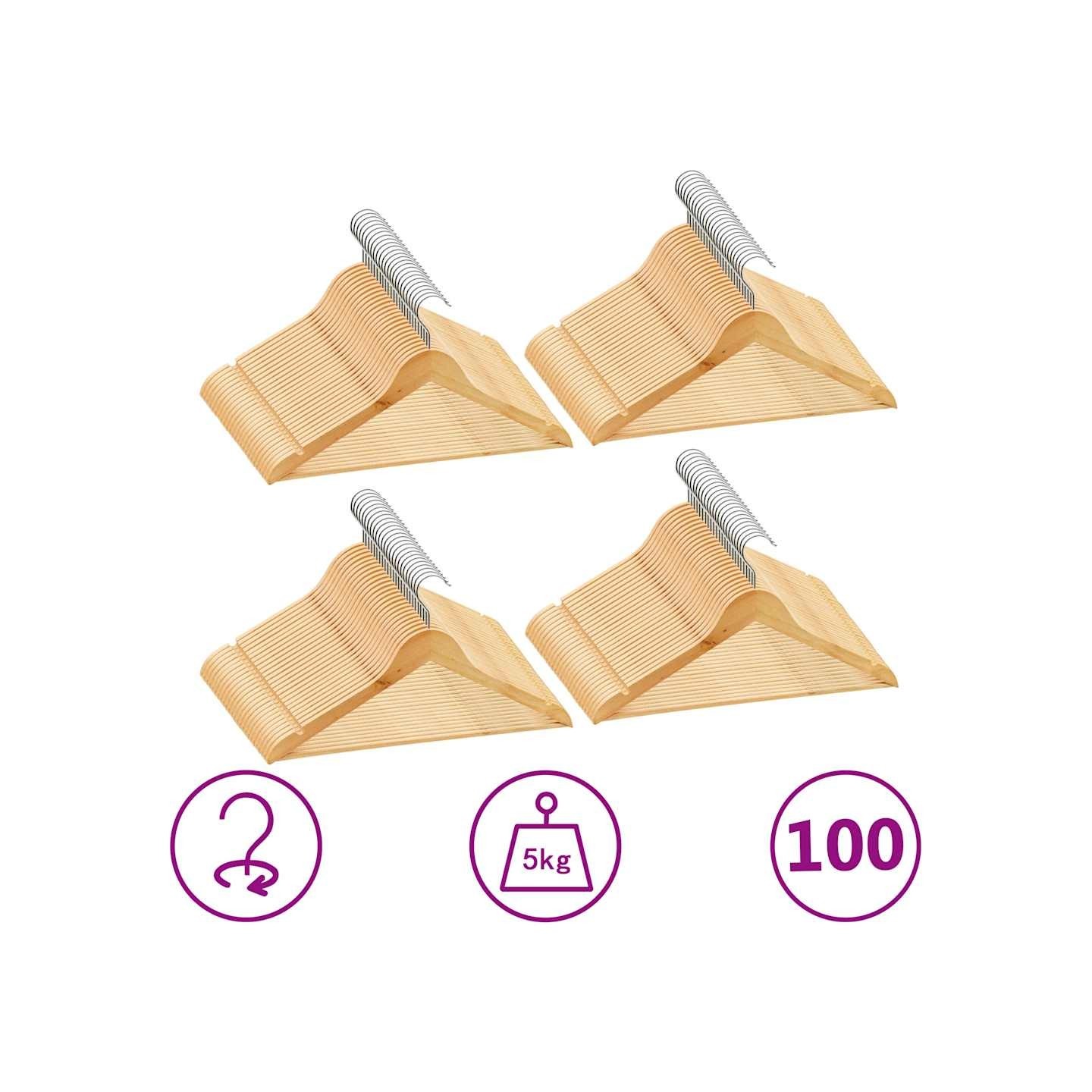 Cintres antidérapants 100 pcs Bois dur
