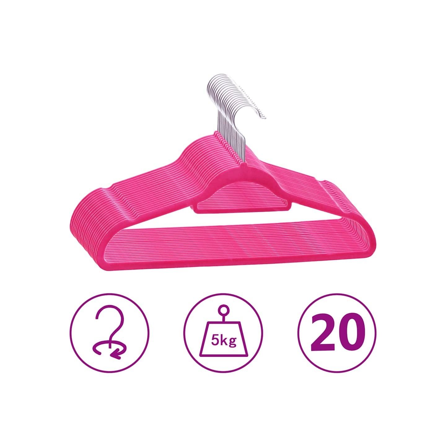 Cintres antidérapants 20 pcs Rose Velours