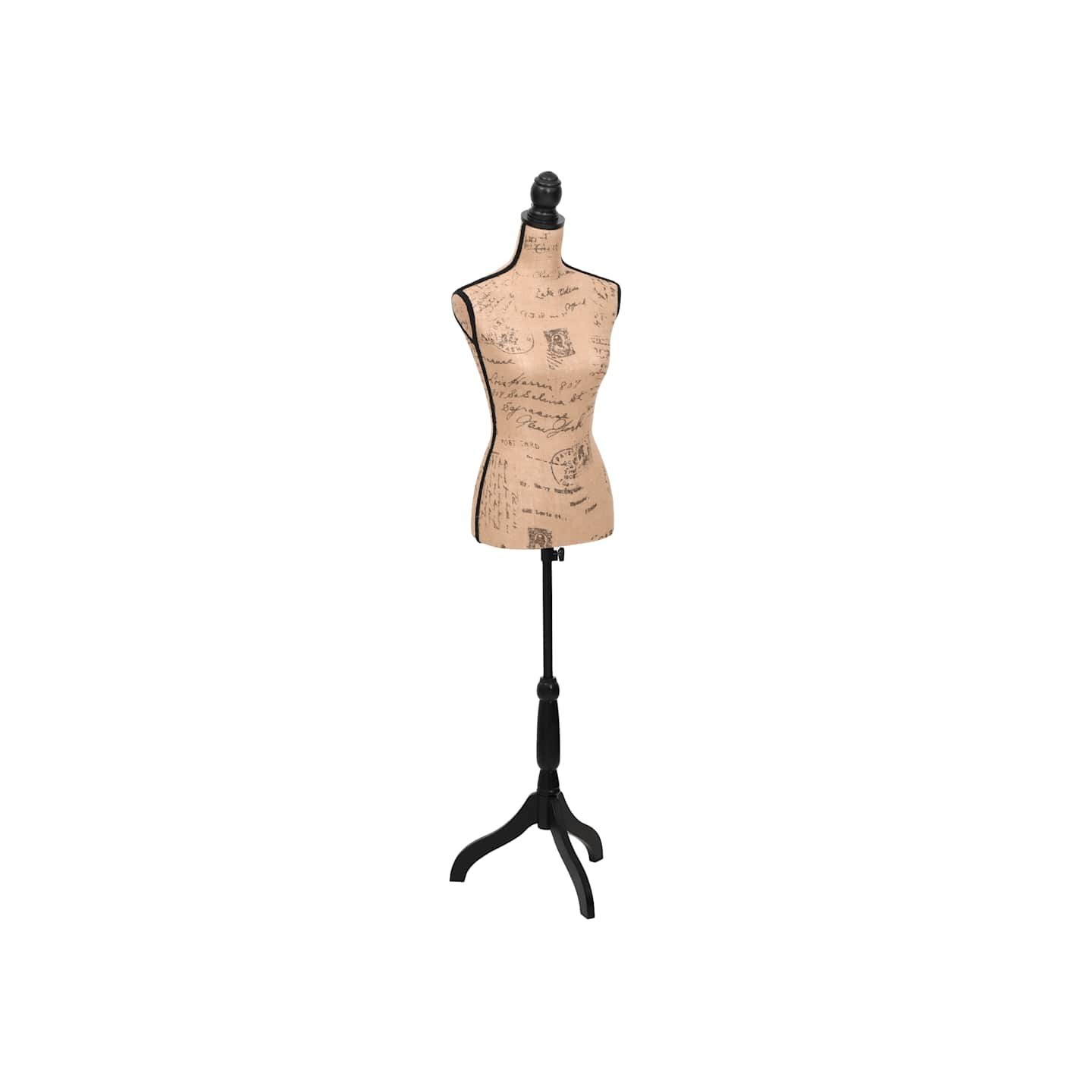 Buste de couture Mannequin de Femme Marron et Noir Jute