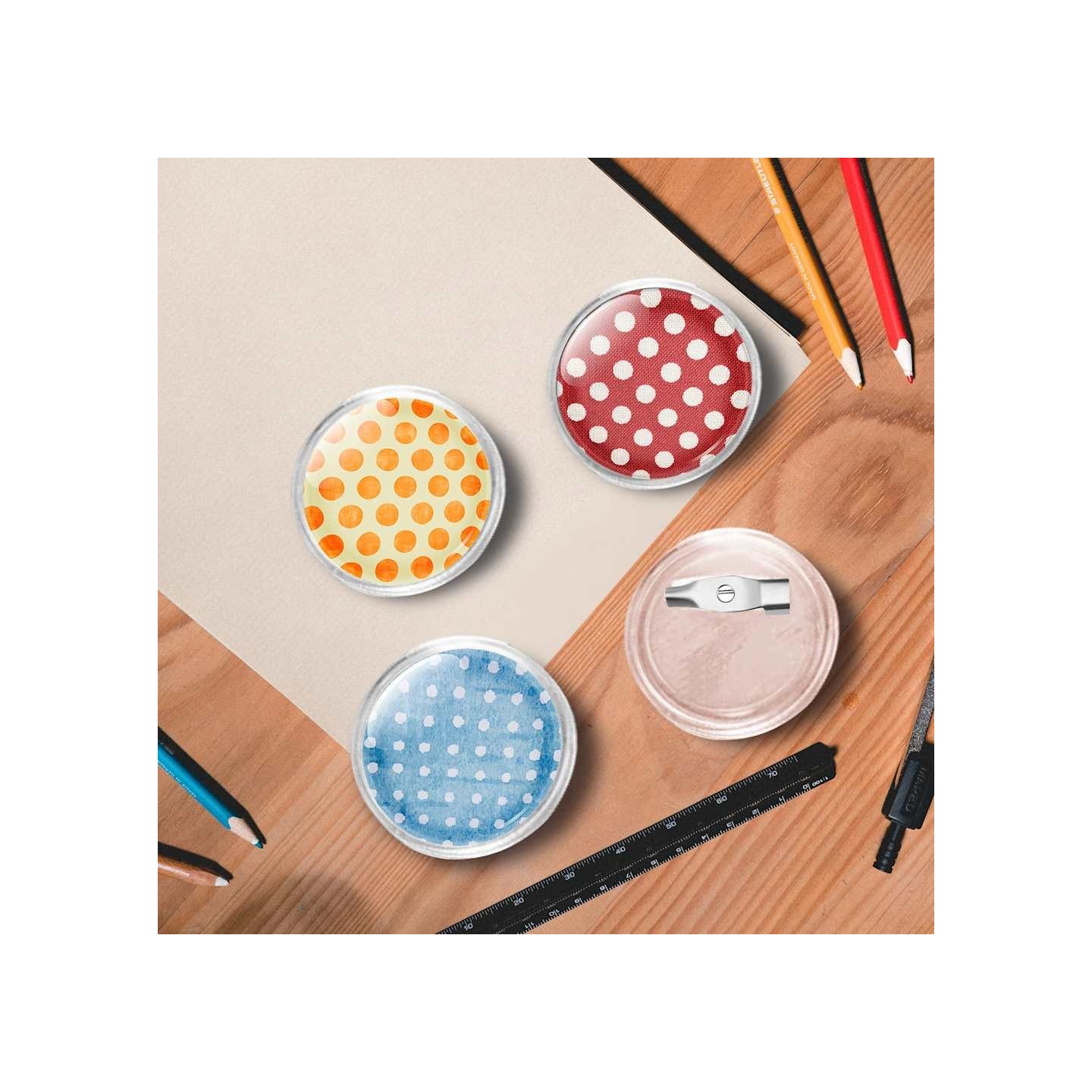 Kit de badges à bouton avec épingles 100 sets Acrylique 25 mm