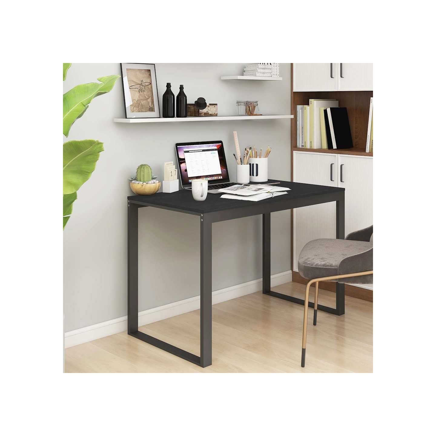 Bureau d'ordinateur Noir 110x60x73 cm Bois d’ingénierie