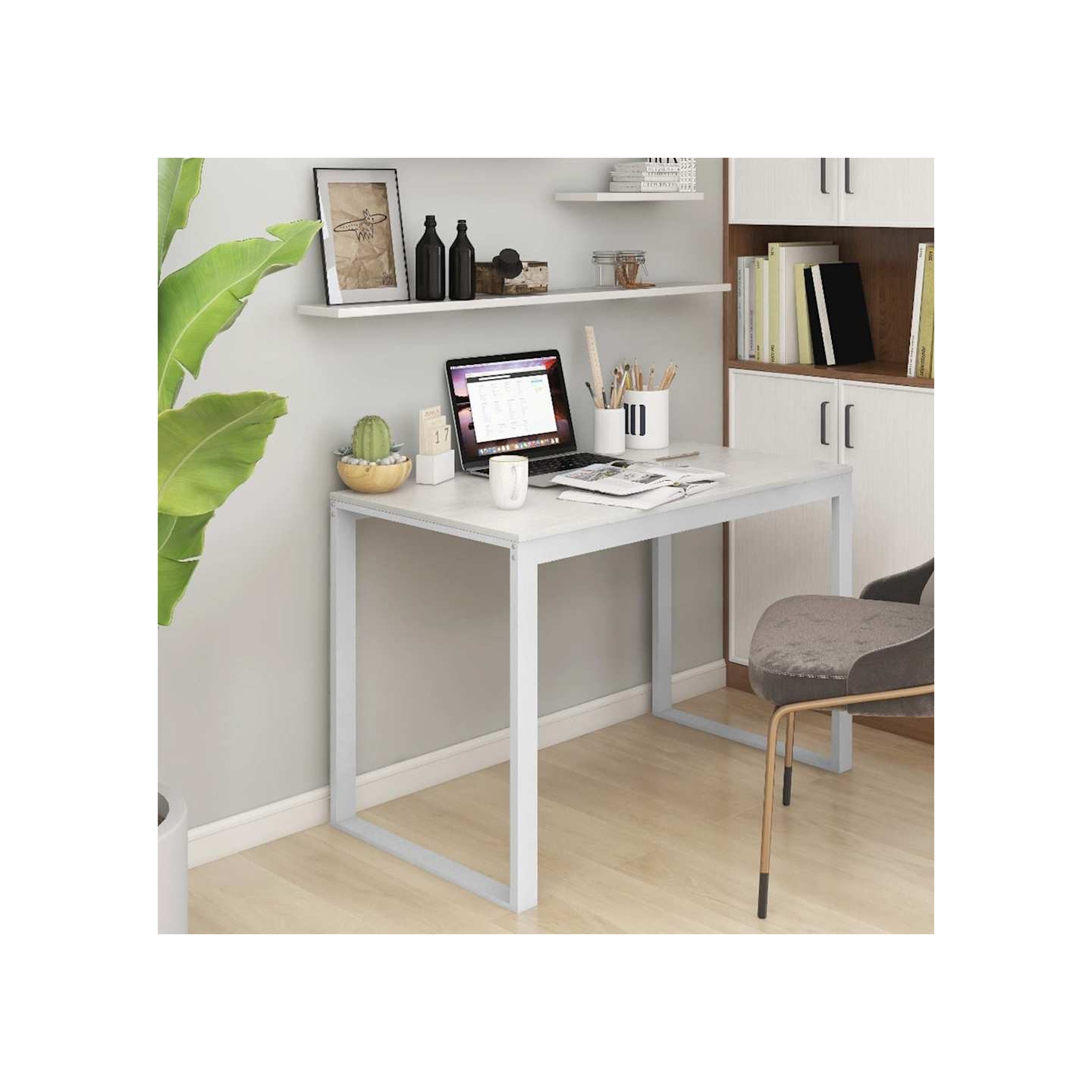 Bureau d'ordinateur Blanc 110x60x73 cm Aggloméré