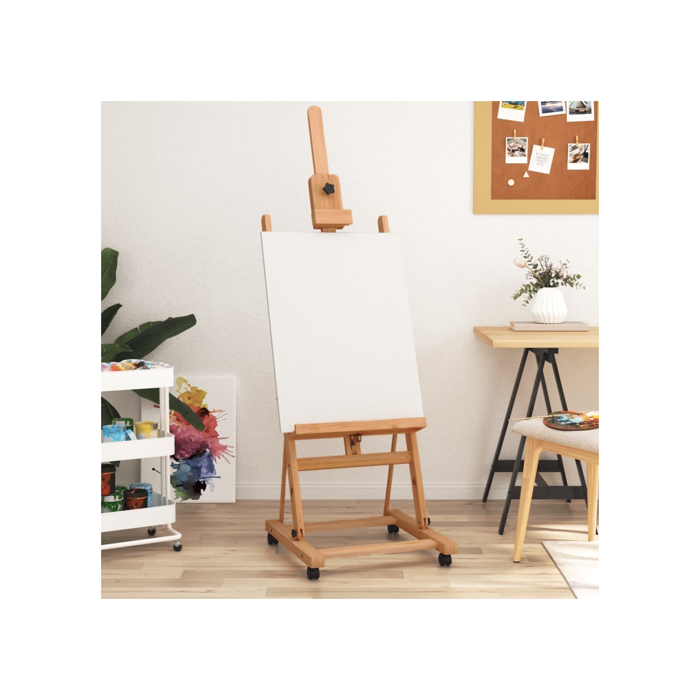 Chevalet 55x53,5x178 cm bois de hêtre massif
