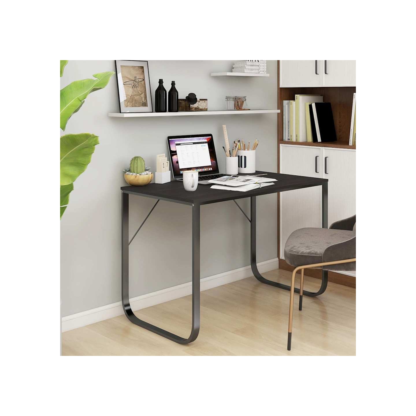 Bureau d'ordinateur Noir 110x60x73 cm Aggloméré