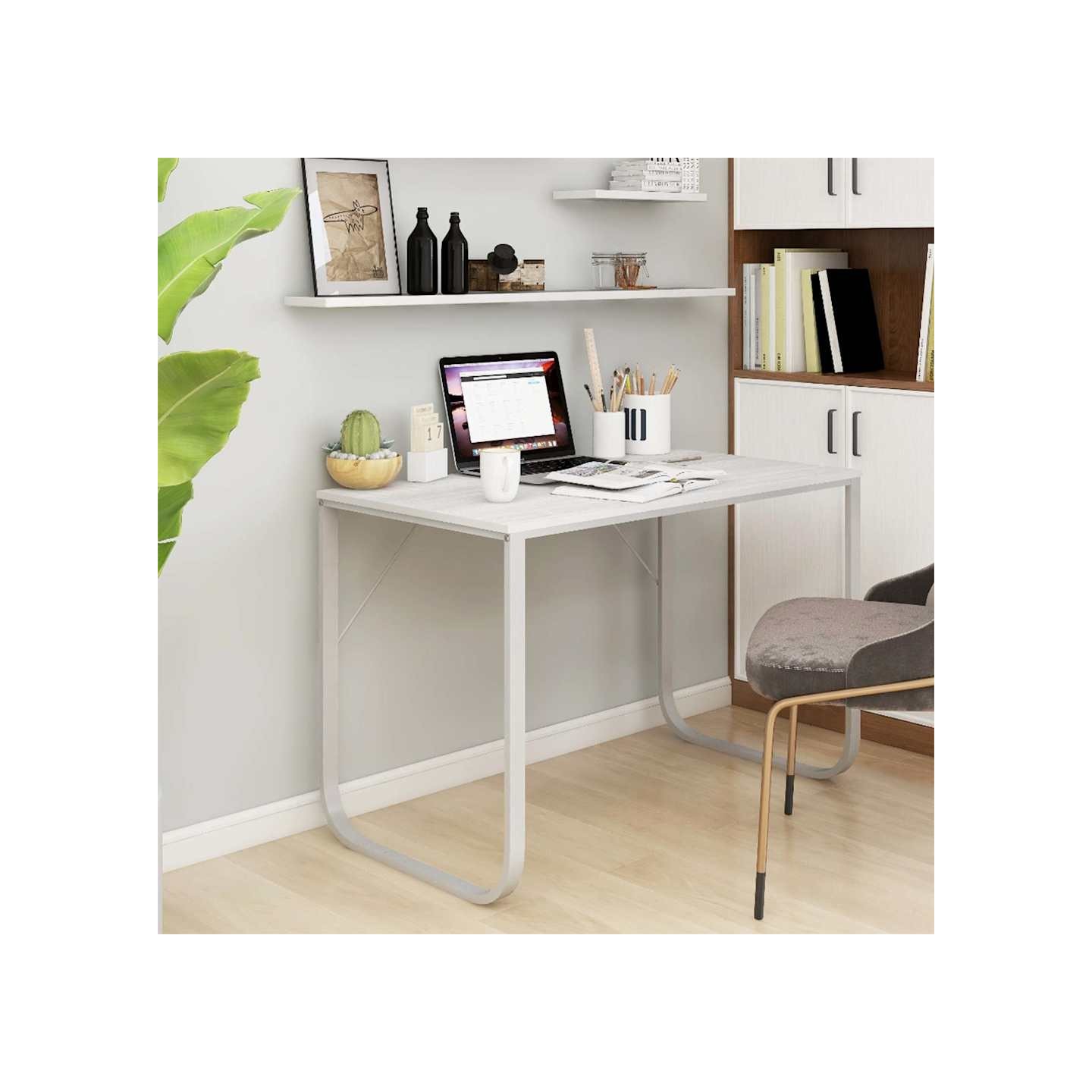 Bureau d'ordinateur Blanc 110x60x73 cm Aggloméré