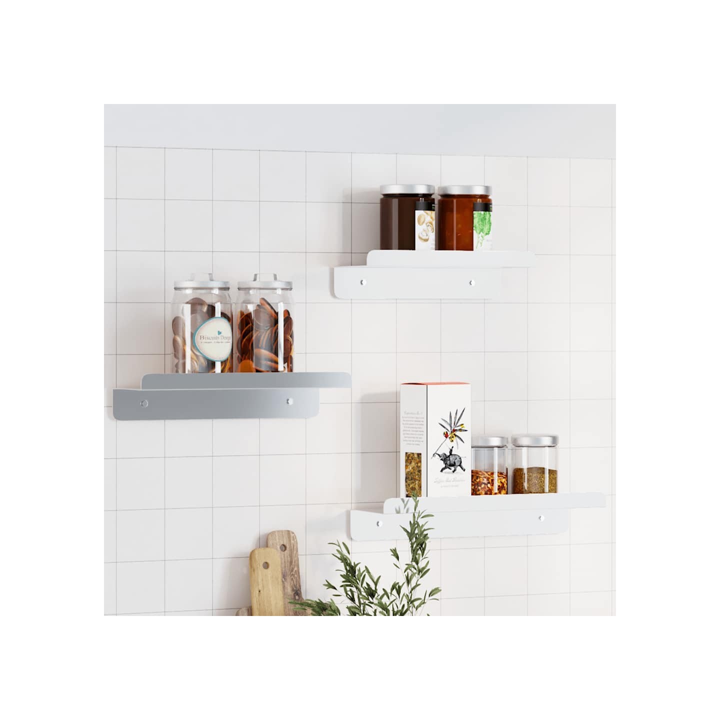 Étagères murales 3 pcs argenté acier inoxydable