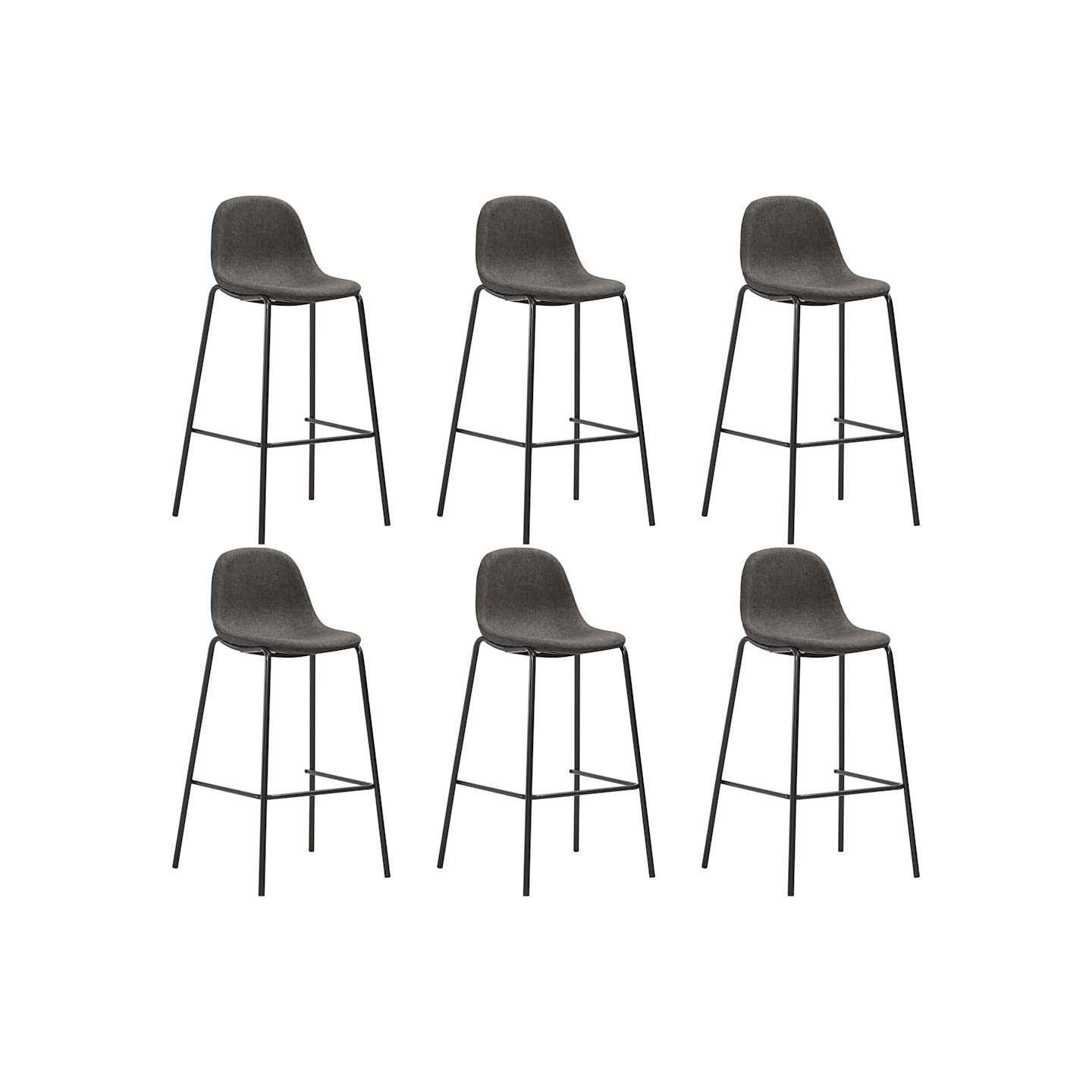 Chaises de bar lot de 6 gris foncé tissu