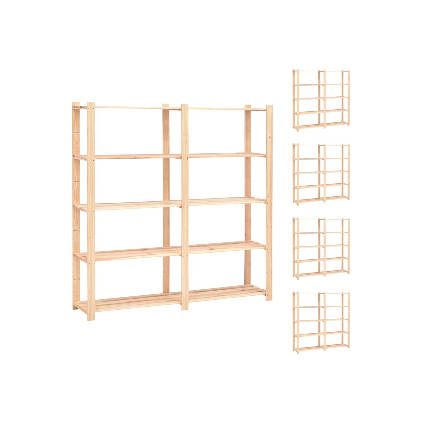 Étagères de rangement à 5 niveaux 5pcs 170x38x170 cm Pin 500 kg