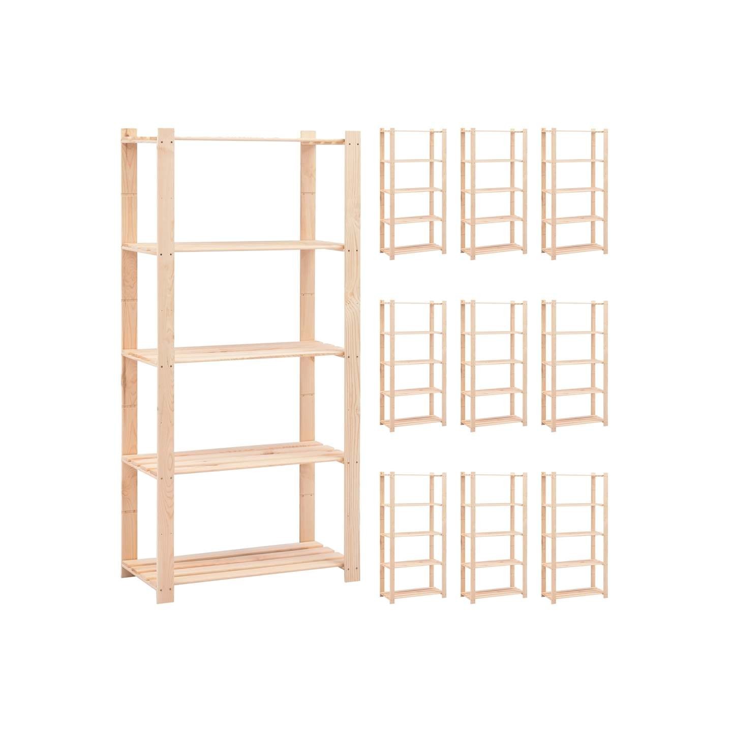 Étagères de rangement à 5 niveaux 10pcs 80x38x170 cm Pin 250 kg