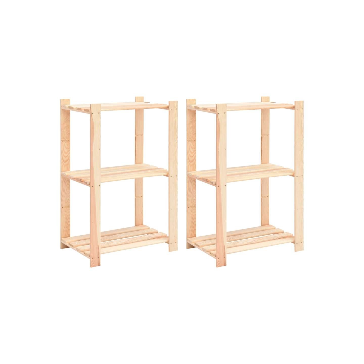 Étagères de rangement à 3 niveaux 2 pcs 60x38x90 cm Pin 150 kg