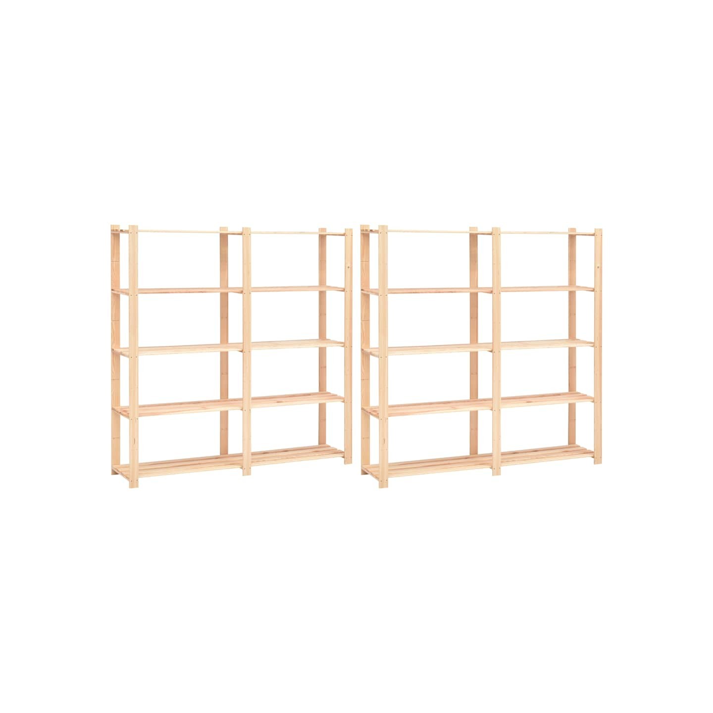 Étagères de rangement à 5 niveaux 2pcs 170x38x170 cm Pin 500 kg