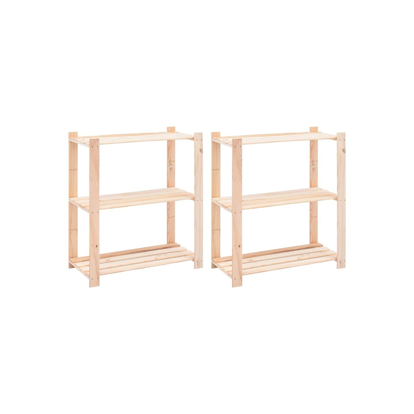 Étagères de rangement à 3 niveaux 2 pcs 80x38x90 cm Pin 150 kg