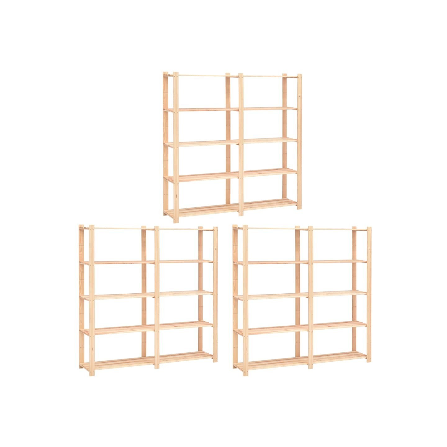 Étagères de rangement à 5 niveaux 3pcs 170x38x170 cm Pin 500 kg