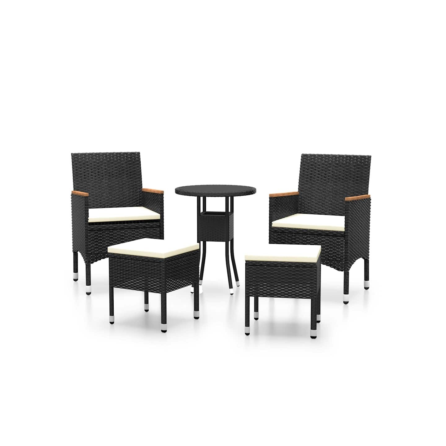 Salon de jardin 5 pcs Résine tressée Noir